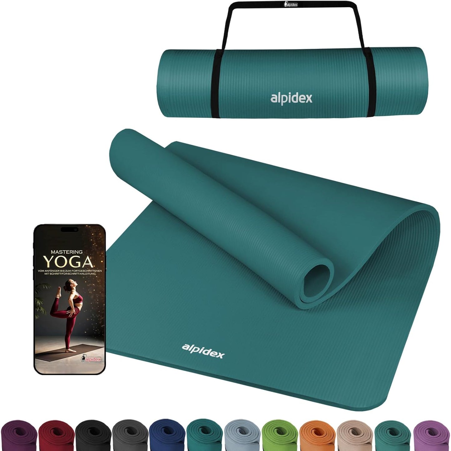 ALPIDEX Yoga Fitnessmatte – Extra Dick 1,5 cm | Rutschfest & Gelenkschonend | Für Yoga, Pilates & Home Workout