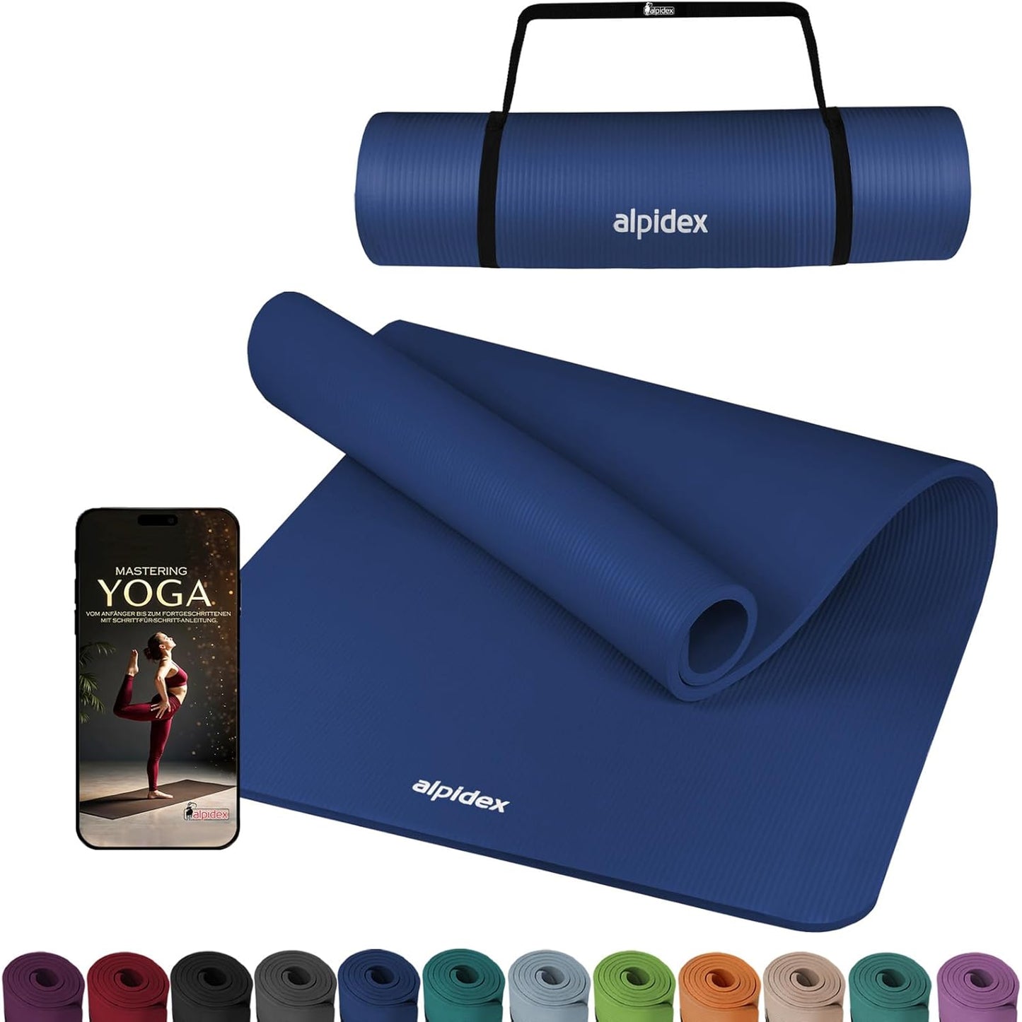 ALPIDEX Yoga Fitnessmatte – Extra Dick 1,5 cm | Rutschfest & Gelenkschonend | Für Yoga, Pilates & Home Workout