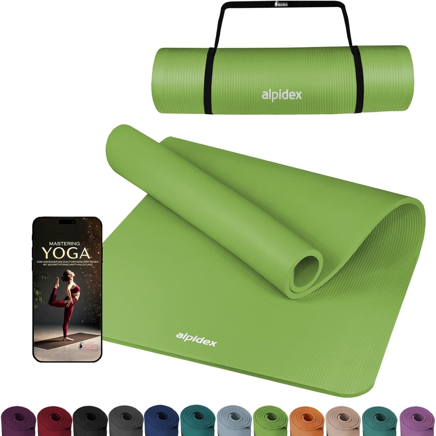 ALPIDEX Yoga Fitnessmatte – Extra Dick 1,5 cm | Rutschfest & Gelenkschonend | Für Yoga, Pilates & Home Workout