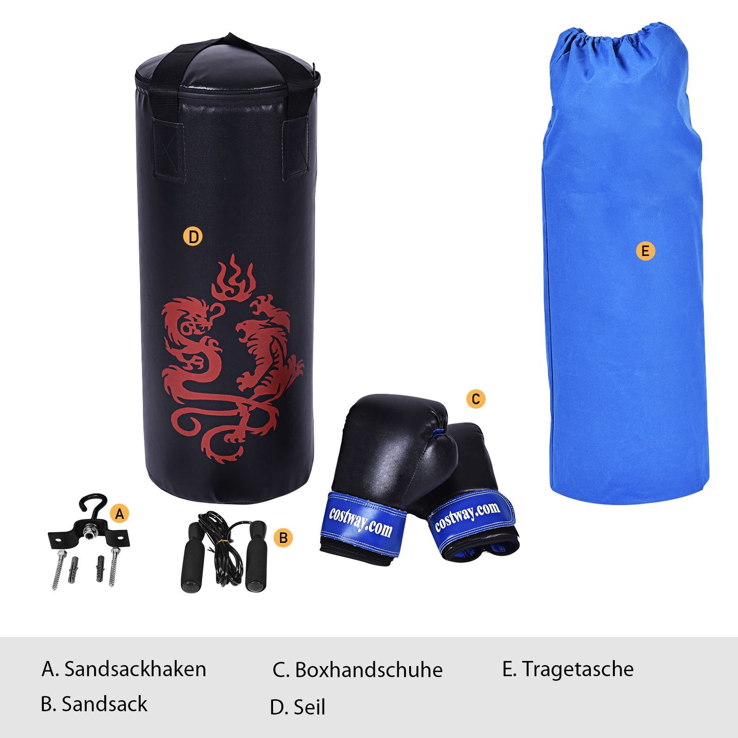 10KG Boxsack-Set Mit 8Oz Boxhandschuhen Kinder Punchingsack Punching Bag Boxing Bag