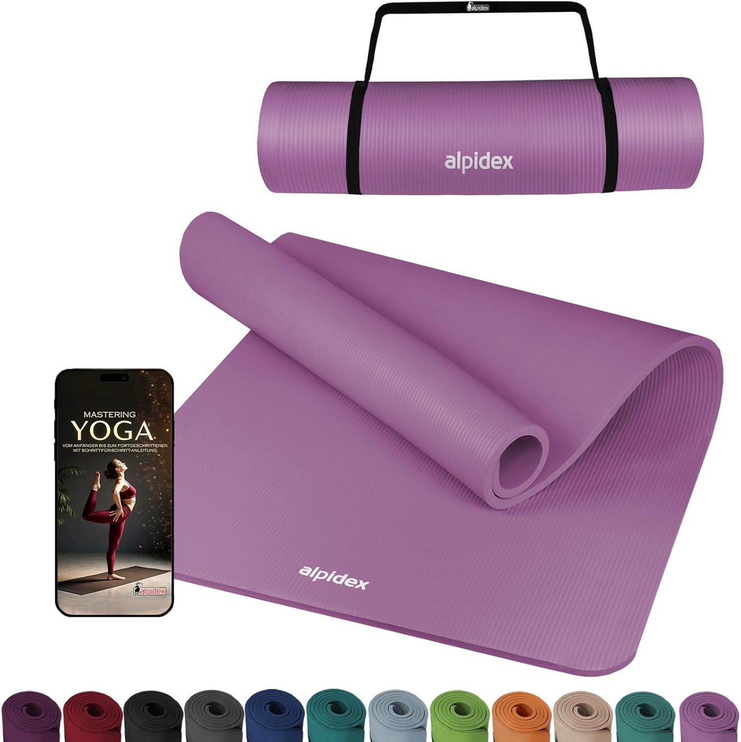 ALPIDEX Yoga Fitnessmatte – Extra Dick 1,5 cm | Rutschfest & Gelenkschonend | Für Yoga, Pilates & Home Workout