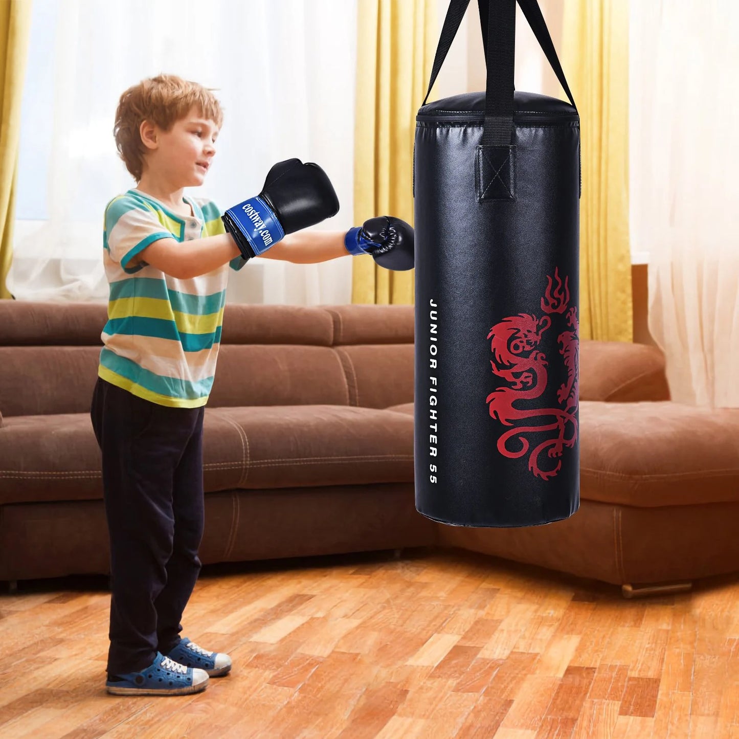 10KG Boxsack-Set Mit 8Oz Boxhandschuhen Kinder Punchingsack Punching Bag Boxing Bag